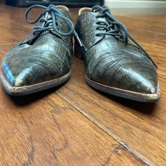 Ecco croc embossed leather pointed toe shoes - Picture 7 of 13